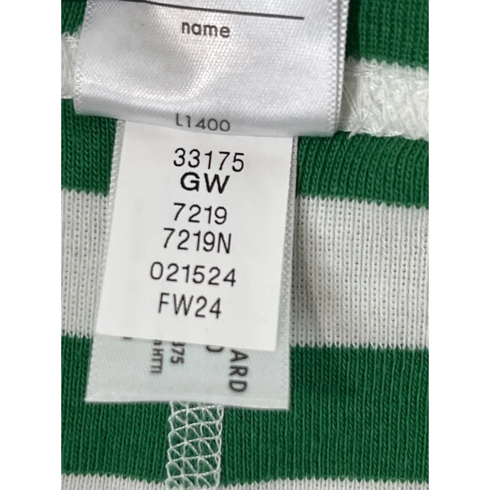 Hanna Andersson Striped Pajama Set Kids 12 Green White 100% Cotton EUC